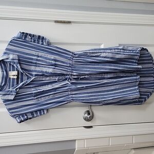 Blue and White Striped Dress